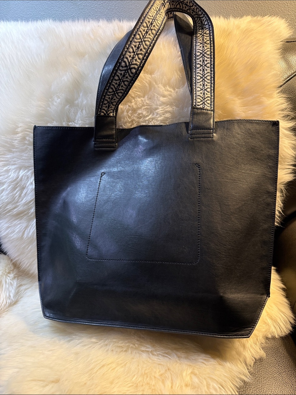 INC International Concepts Black Tote with Turquoise Studs - Picture 2 of 4